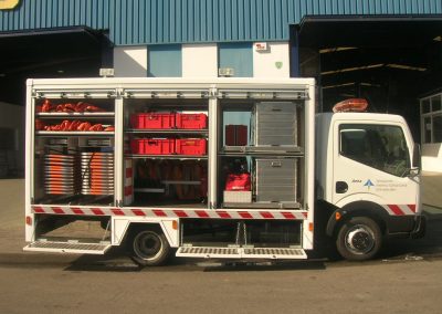 Camion de signalisation équipé de rideaux sur mesure et de terminaux T3