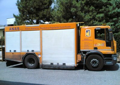 Camion de signalisation avec rideaux à enroulements